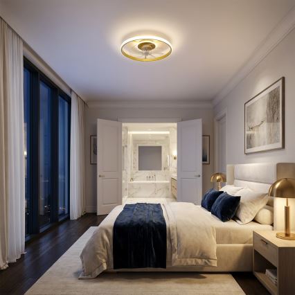 Brilagi - Dimmable LED Ceiling Fan LED/66W/230V 55 cm White/Gold + Remote Control