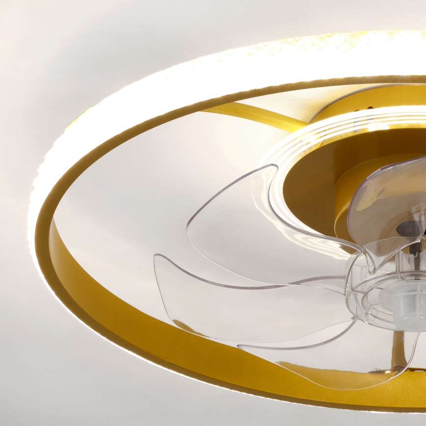 Brilagi - Dimmable LED Ceiling Fan LED/66W/230V 55 cm White/Gold + Remote Control