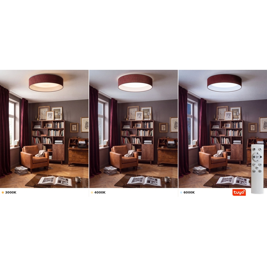 Brilagi - LED Dimmable Ceiling Light VELVET SMARTIX STARS LED/24W/230V 3000–6000K Ø 45 cm Burgundy Wi-Fi Tuya Beacon + Remote Control