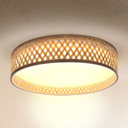 Brilagi - LED Dimmable ceiling light CAMILA LED/48W/230V 3000-6500K bamboo d. 40 cm + remote control