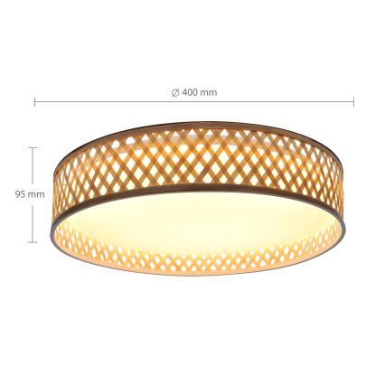 Brilagi - LED Dimmable ceiling light CAMILA LED/48W/230V 3000-6500K bamboo d. 40 cm + remote control