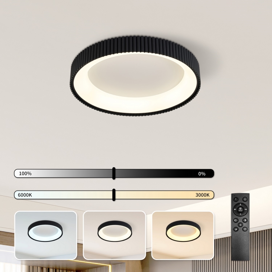Brilagi - LED Dimmable Ceiling Light FALCON MODERN LED/30W/230V 3000-6500K Ø 40 cm Black + Remote Control