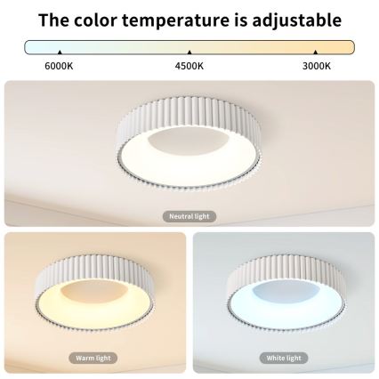 BRILAGI - Dimmable ceiling light FALCON MODERN LED/30W/230V 3000-6000K Ø 40 cm white + remote control