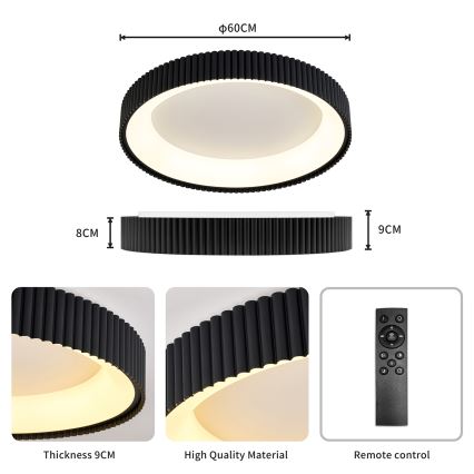 Brilagi - LED Dimmable Ceiling Light FALCON MODERN LED/54W/230V 3000-6500K diameter 60 cm black + remote control