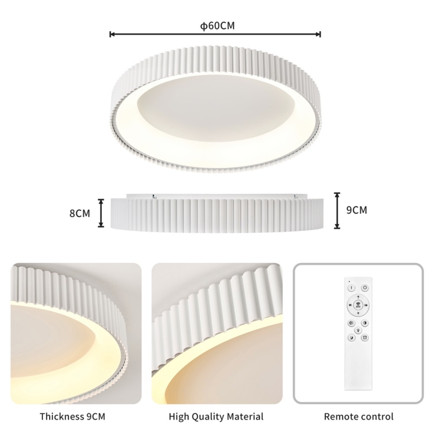 BRILAGI - Dimmable LED ceiling light FALCON MODERN LED/54W/230V 3000-6000K Ø 60 cm white + remote control