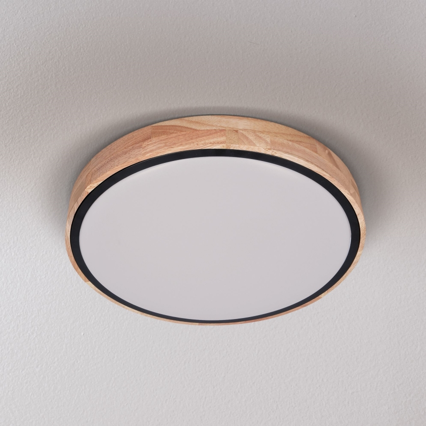 Brilagi - GLORIA LED Dimmable Ceiling Light 48W, 230V, 3000–6500K, Oak, Ø 40 cm + Remote Control