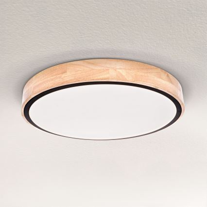 Brilagi - GLORIA LED Dimmable Ceiling Light 48W, 230V, 3000–6500K, Oak, Ø 40 cm + Remote Control