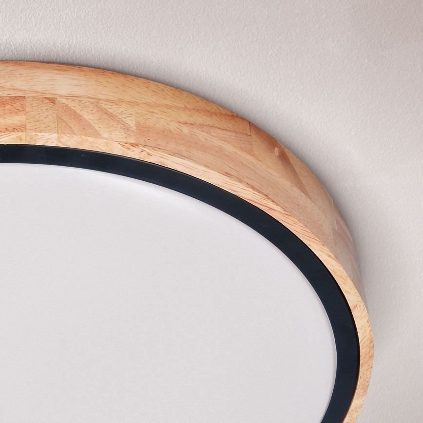 Brilagi - GLORIA LED Dimmable Ceiling Light 48W, 230V, 3000–6500K, Oak, Ø 40 cm + Remote Control