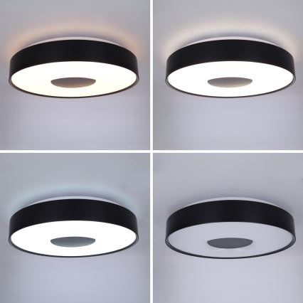 Brilagi - Dimmable LED Ceiling Light JAMIS LED/48W/230V 3000-6500K Ø 39 cm Black + Remote Control