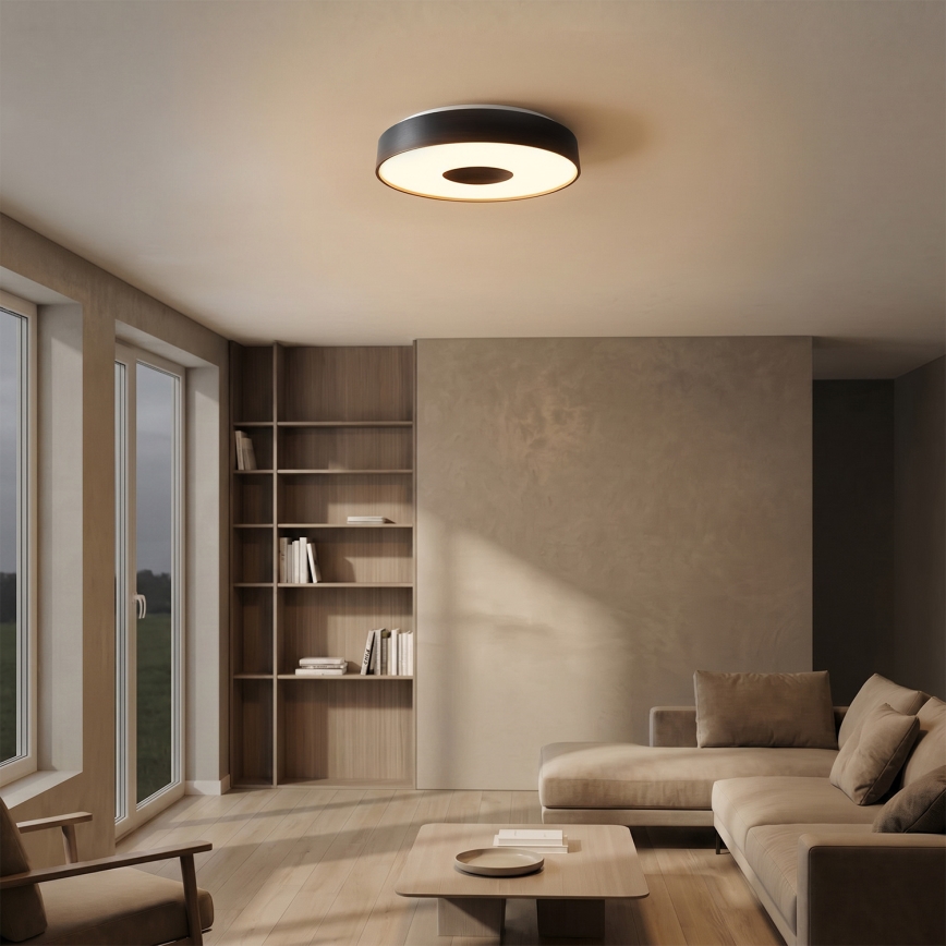 Brilagi - Dimmable LED Ceiling Light JAMIS LED/48W/230V 3000-6500K Ø 39 cm Black + Remote Control