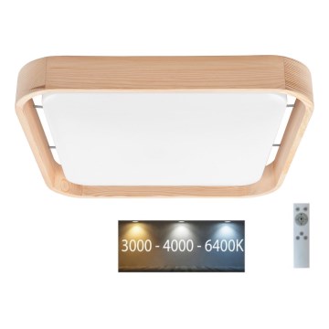 Brilagi - LED Dimmable ceiling light MANAROLA CUBIC LED/24W/230V 3000-6500K pine + remote control