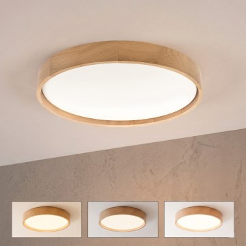 Brilagi - LED Dimmable Ceiling Light MANAROLA REMOTE LED/36W/230V 3000-6500K Ø 51 cm Oak + remote control