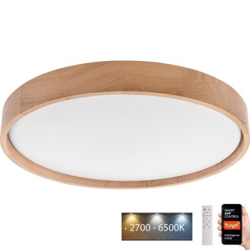 Brilagi - LED Dimmable ceiling light MANAROLA SMART LED/36W/230V 2700-6500K oak d. 51 cm Wi-Fi + remote control Tuya