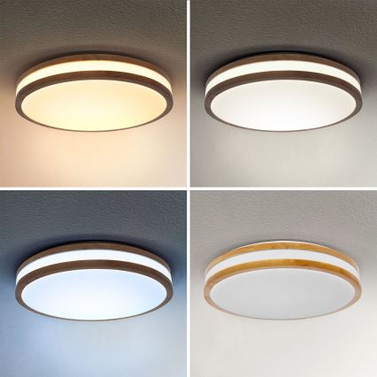 Brilagi - LED Dimmable ceiling light MOLINA LED/48W/230V 3000-6500K oak d. 38 cm + remote control