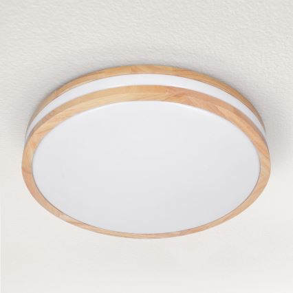 Brilagi - LED Dimmable ceiling light MOLINA LED/48W/230V 3000-6500K oak d. 38 cm + remote control