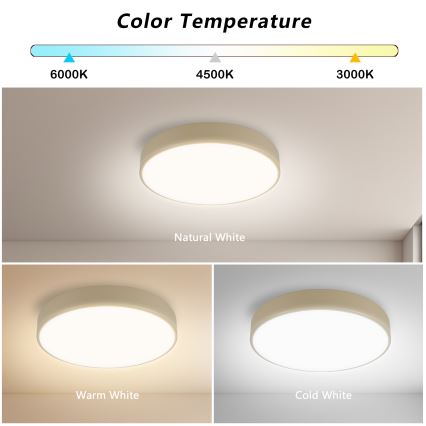 Brilagi - Dimmable LED Ceiling Light POOL LED/36W/230V 3000-6000K 30 cm Beige + Remote Control