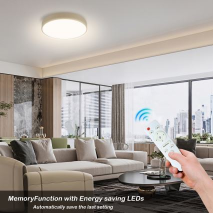 Brilagi - Dimmable LED Ceiling Light POOL LED/36W/230V 3000-6000K 30 cm Beige + Remote Control