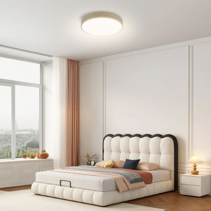 Brilagi - Dimmable LED Ceiling Light POOL LED/36W/230V 3000-6000K 30 cm Beige + Remote Control