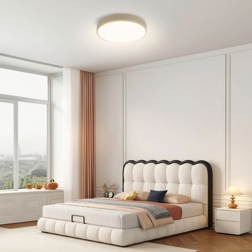 Brilagi - Dimmable LED Ceiling Light POOL LED/36W/230V 3000-6000K 30 cm Beige + Remote Control