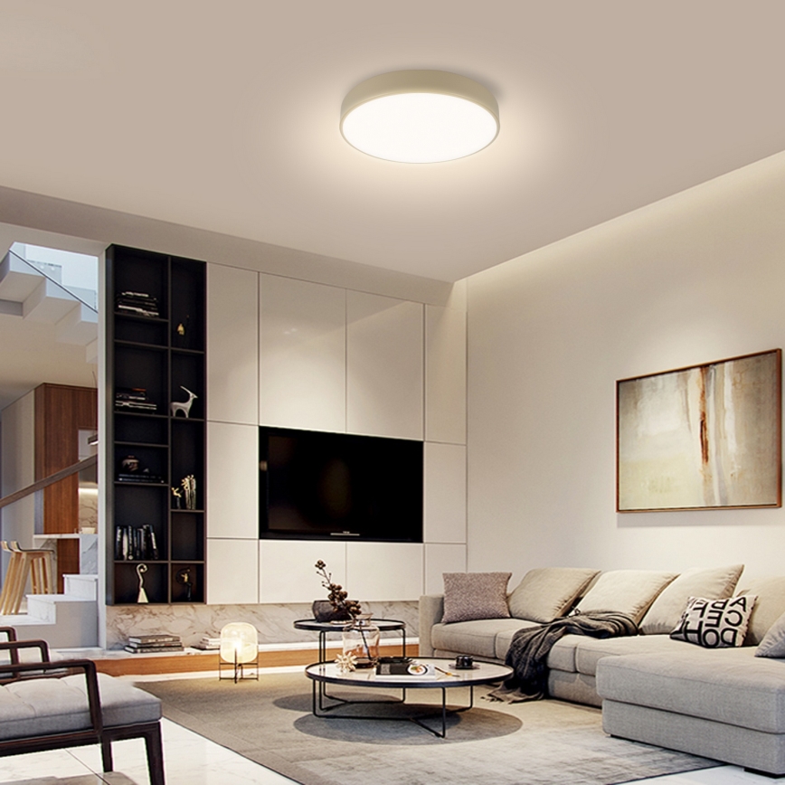 Brilagi - Dimmable LED Ceiling Light POOL LED/36W/230V 3000-6000K 30 cm Beige + Remote Control