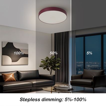 Brilagi - POOL LED Dimmable ceiling light LED/36W/230V 3000-6000K Ø 30 cm burgundy + remote control