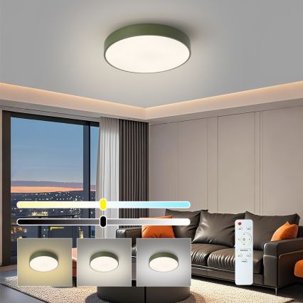 Brilagi - Dimmable LED ceiling light POOL LED/36W/230V 3000-6000K Ø 30 cm green + remote control