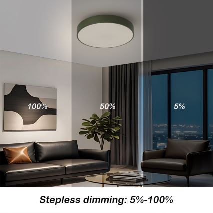 Brilagi - Dimmable LED ceiling light POOL LED/36W/230V 3000-6000K Ø 30 cm green + remote control