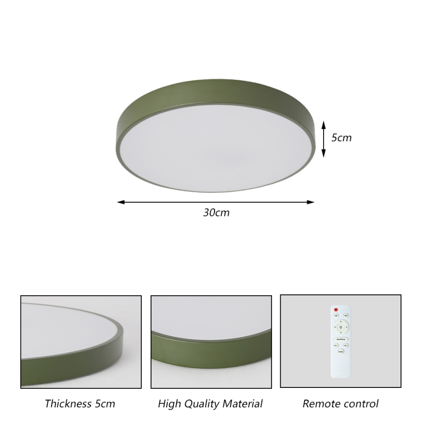 Brilagi - Dimmable LED ceiling light POOL LED/36W/230V 3000-6000K Ø 30 cm green + remote control