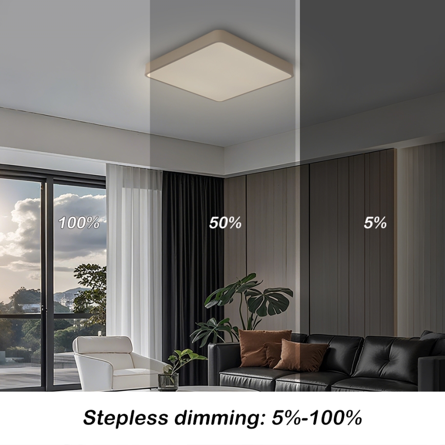 Brilagi - POOL LED Dimmable Ceiling Light LED/36W/230V 3000-6000K 40x40 cm Beige + Remote Control