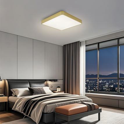 Brilagi - LED Dimmable Ceiling Light POOL LED/36W/230V 3000-6000K 40x40 cm Gold + Remote Control