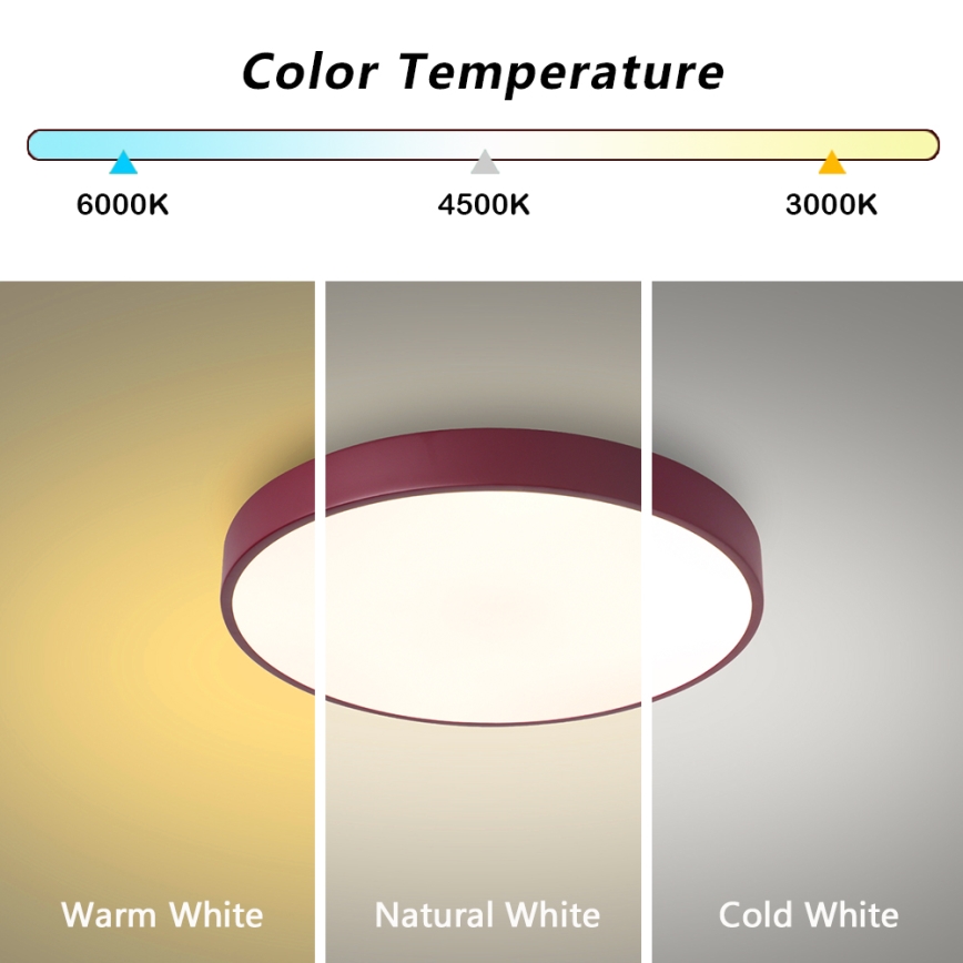 Brilagi - POOL LED Dimmable Ceiling Light LED/48W/230V 3000-6000K Ø 40 cm Burgundy + Remote Control