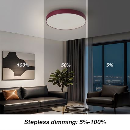 Brilagi - POOL LED Dimmable Ceiling Light LED/48W/230V 3000-6000K Ø 40 cm Burgundy + Remote Control