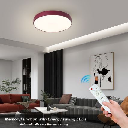 Brilagi - POOL LED Dimmable Ceiling Light LED/48W/230V 3000-6000K Ø 40 cm Burgundy + Remote Control