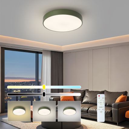 Brilagi - POOL LED Dimmable Ceiling Light LED/48W/230V 3000-6000K Ø 40 cm Green + Remote Control