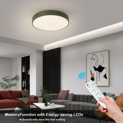 Brilagi - POOL LED Dimmable Ceiling Light LED/48W/230V 3000-6000K Ø 40 cm Green + Remote Control