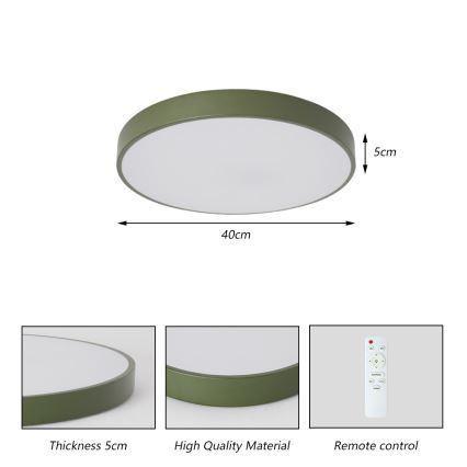 Brilagi - POOL LED Dimmable Ceiling Light LED/48W/230V 3000-6000K Ø 40 cm Green + Remote Control