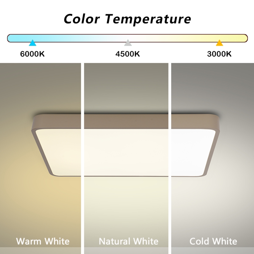 Brilagi - Dimmable LED Ceiling Light POOL LED/48W/230V 3000-6000K 50x50 cm beige + remote control