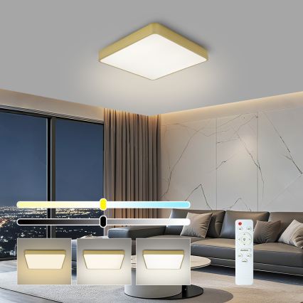 Brilagi - Dimmable POOL LED Ceiling Light LED/48W/230V 3000-6000K 50x50 cm Gold + Remote Control
