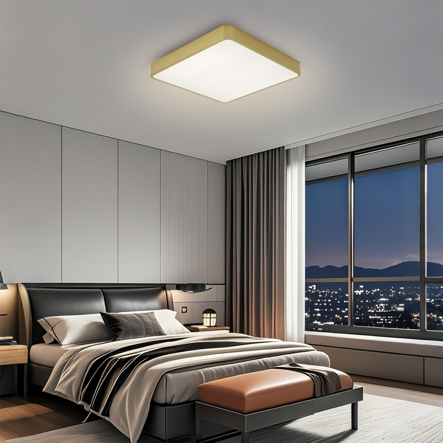 Brilagi - Dimmable POOL LED Ceiling Light LED/48W/230V 3000-6000K 50x50 cm Gold + Remote Control