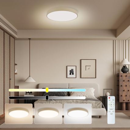 Brilagi - LED Dimmable Ceiling Lamp POOL LED/48W/230V 3000-6000K Ø 40 cm beige + remote control