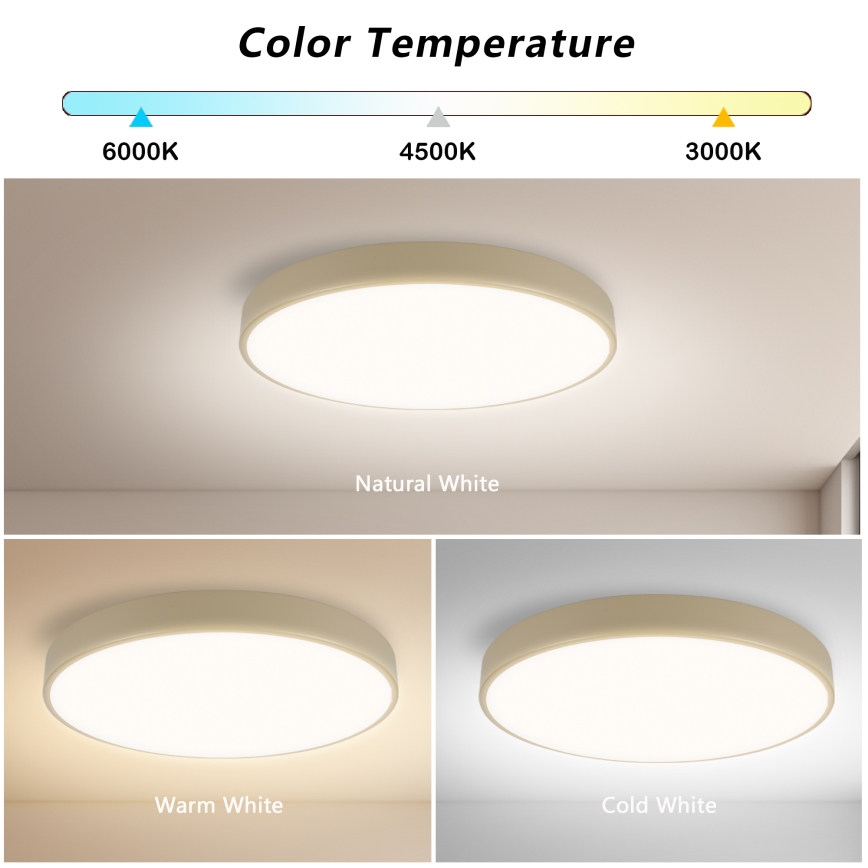 Brilagi - LED Dimmable Ceiling Lamp POOL LED/48W/230V 3000-6000K Ø 40 cm beige + remote control