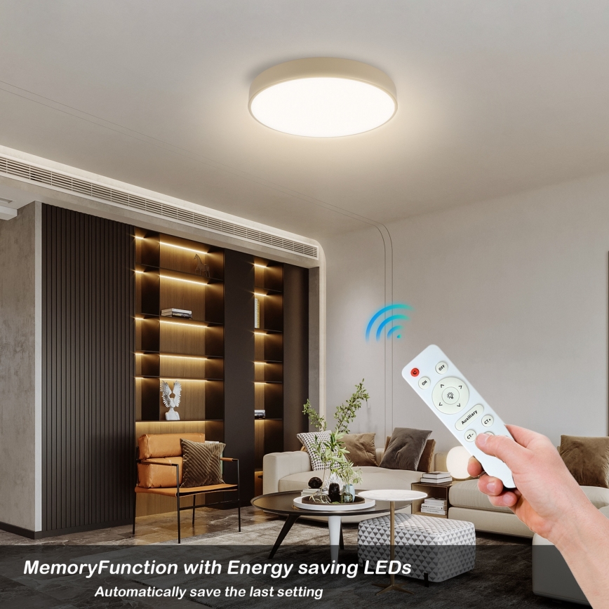 Brilagi - LED Dimmable Ceiling Lamp POOL LED/48W/230V 3000-6000K Ø 40 cm beige + remote control