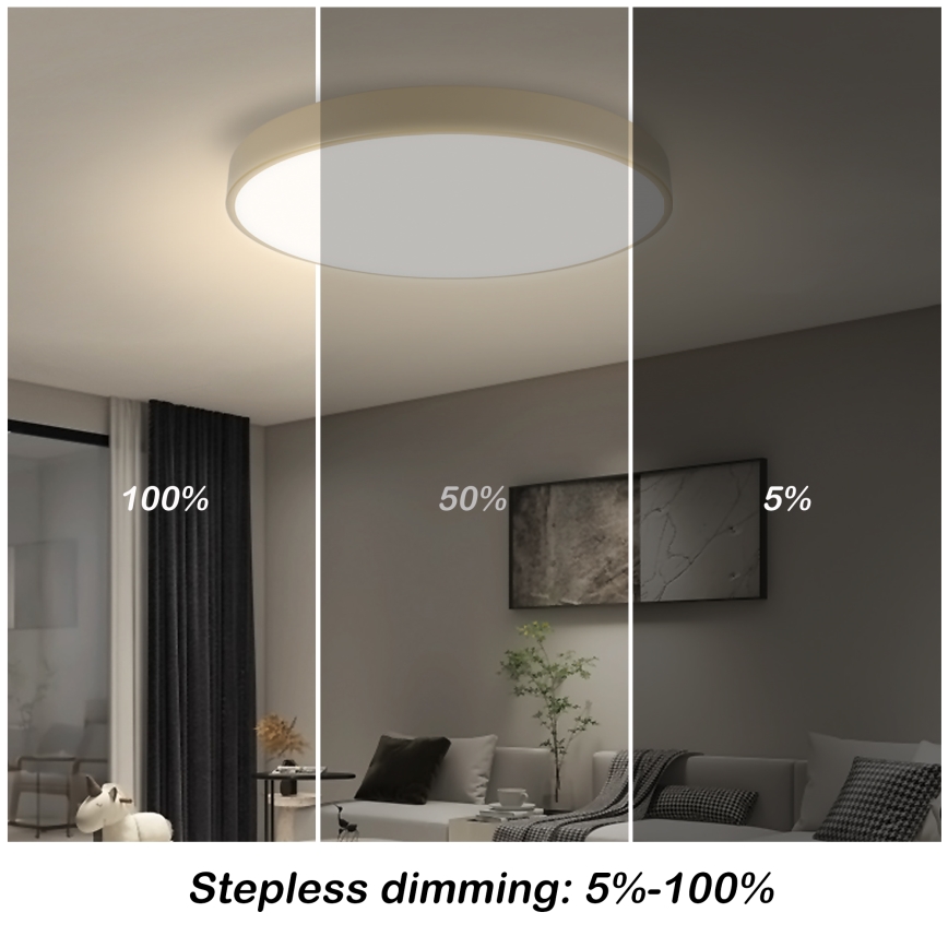 Brilagi - LED Dimmable Ceiling Lamp POOL LED/60W/230V 3000-6000K 50 cm Beige + Remote Control