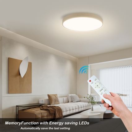 Brilagi - LED Dimmable Ceiling Lamp POOL LED/60W/230V 3000-6000K 50 cm Beige + Remote Control