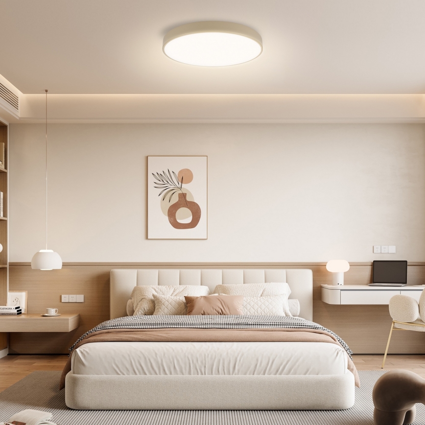 Brilagi - LED Dimmable Ceiling Lamp POOL LED/60W/230V 3000-6000K 50 cm Beige + Remote Control