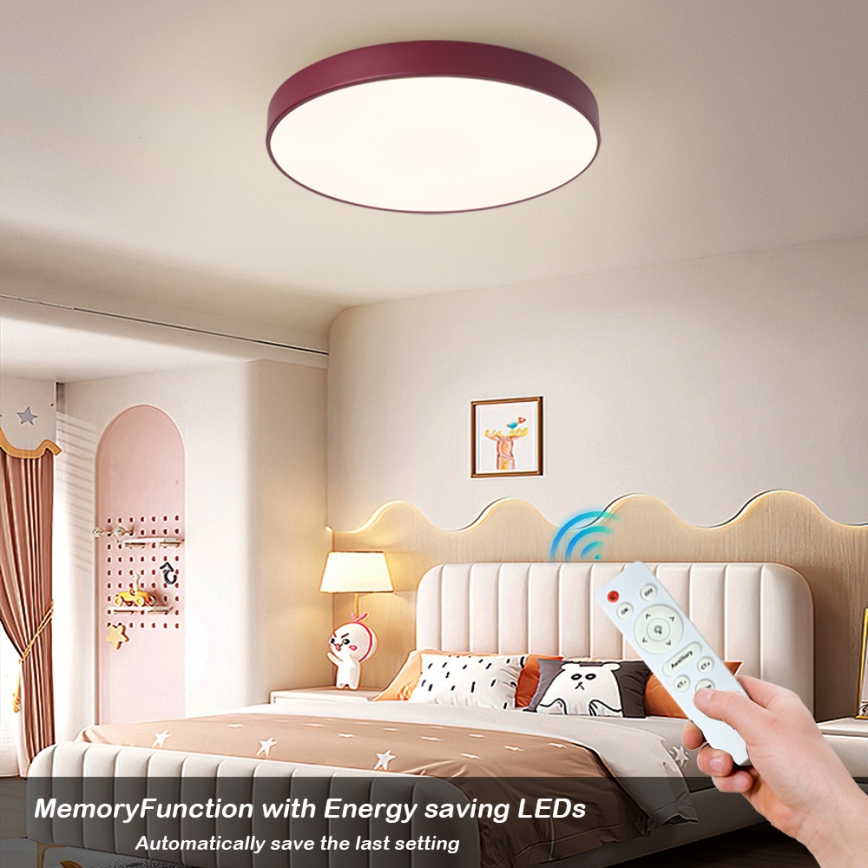 Brilagi - POOL LED Dimmable Ceiling Light LED/60W/230V 3000-6000K Ø 50 cm Burgundy + Remote Control