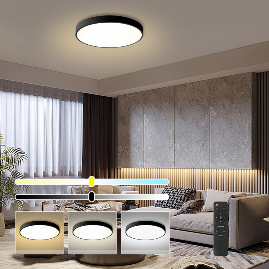 Brilagi - LED Dimmable Ceiling Light POOL LED/60W/230V 3000-6000K 60 cm Black + Remote