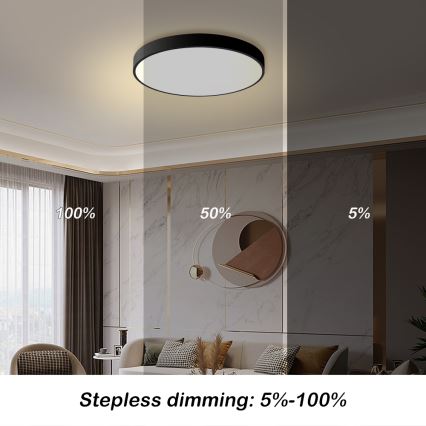 Brilagi - LED Dimmable Ceiling Light POOL LED/60W/230V 3000-6000K 60 cm Black + Remote