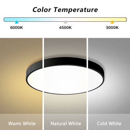 Brilagi - LED Dimmable Ceiling Light POOL LED/60W/230V 3000-6000K 60 cm Black + Remote
