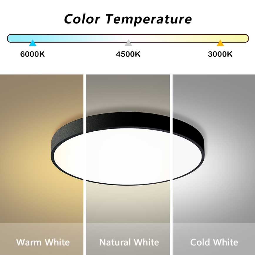 Brilagi - LED Dimmable Ceiling Light POOL LED/60W/230V 3000-6000K 60 cm Black + Remote